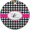 Houndstooth w/Pink Accent Ceramic Flat Ornament - Circle (Front)