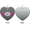 Houndstooth w/Pink Accent Ceramic Flat Ornament - Heart Front & Back (APPROVAL)