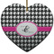 Houndstooth w/Pink Accent Ceramic Flat Ornament - Heart (Front)