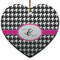 Houndstooth w/Pink Accent Heart Ceramic Ornament w/ Couple's Names