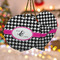 Houndstooth w/Pink Accent Ceramic Flat Ornament - PARENT