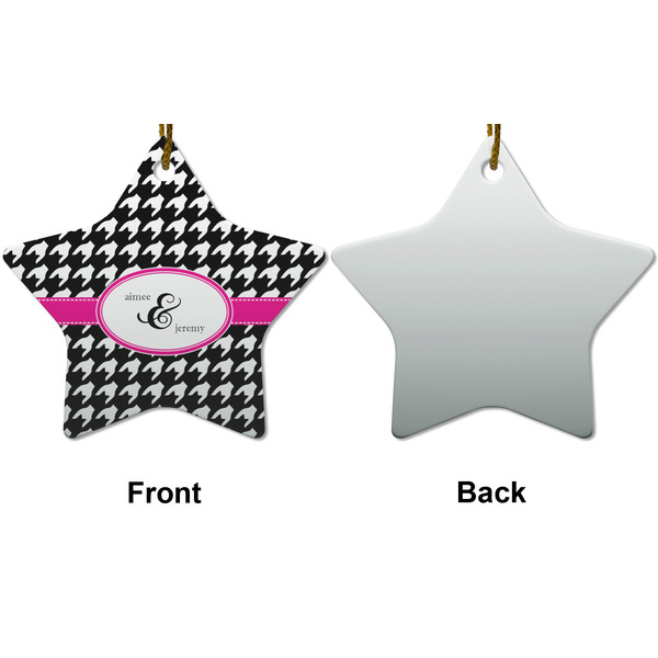 Houndstooth w/Pink Accent Ceramic Flat Ornament - Star Front & Back (APPROVAL)