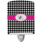 Houndstooth w/Pink Accent Ceramic Night Light (Personalized)