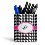 Houndstooth w/Pink Accent Ceramic Pen Holder
