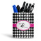 Houndstooth w/Pink Accent Ceramic Pen Holder