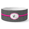 Houndstooth w/Pink Accent Ceramic Dog Bowl (Large)