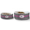 Houndstooth w/Pink Accent Ceramic Dog Bowls - Size Comparison