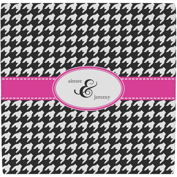 Custom Houndstooth w/Pink Accent Ceramic Tile Hot Pad (Personalized)