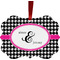 Houndstooth w/Pink Accent Christmas Ornament (Front View)