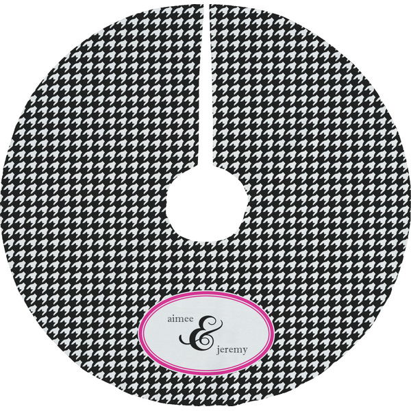 Custom Houndstooth w/Pink Accent Tree Skirt (Personalized)