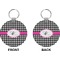 Houndstooth w/Pink Accent Circle Keychain (Front + Back)