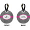 Houndstooth w/Pink Accent Circle Luggage Tag (Front + Back)