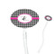 Houndstooth w/Pink Accent Clear Plastic 7" Stir Stick - Oval - Closeup