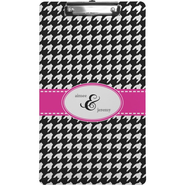 Custom Houndstooth w/Pink Accent Clipboard (Legal Size) (Personalized)