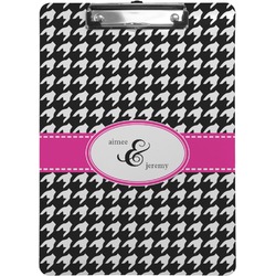 Houndstooth w/Pink Accent Clipboard (Personalized)