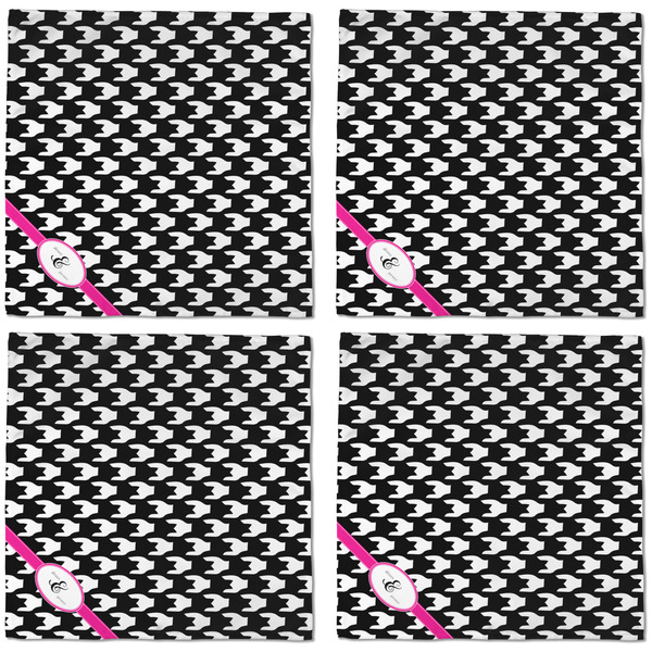 Houndstooth w/Pink Accent Cloth Napkins - Personalized Dinner (APPROVAL) Set of 4