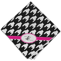 Houndstooth w/Pink Accent Cloth Dinner Napkin - Single w/ Couple's Names