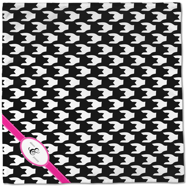Houndstooth w/Pink Accent Cloth Napkins - Personalized Dinner (Full Open)