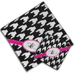 Houndstooth w/Pink Accent Cloth Napkin w/ Couple's Names