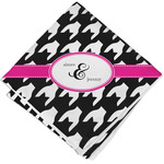 Houndstooth w/Pink Accent Cloth Cocktail Napkin - Single w/ Couple's Names