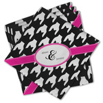 Houndstooth w/Pink Accent Cloth Cocktail Napkins - Set of 4 w/ Couple's Names