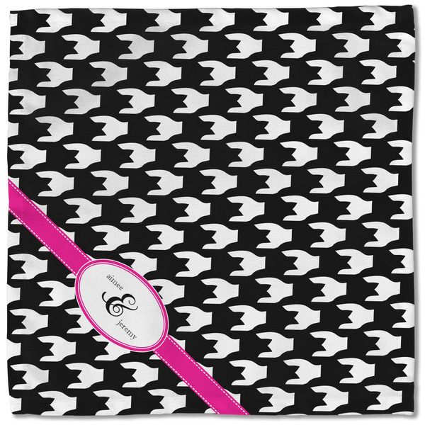 Houndstooth w/Pink Accent Cloth Napkins - Personalized Lunch (Single Full Open)