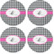 Houndstooth w/Pink Accent Coaster Round Rubber Back - Apvl