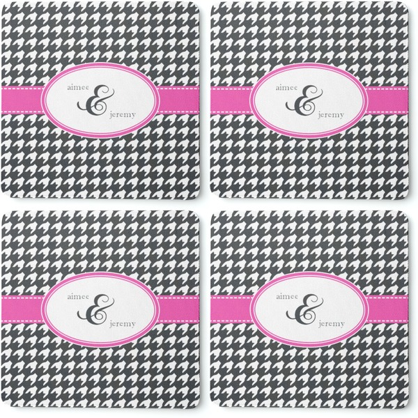 Houndstooth w/Pink Accent Coaster Rubber Back - Apvl