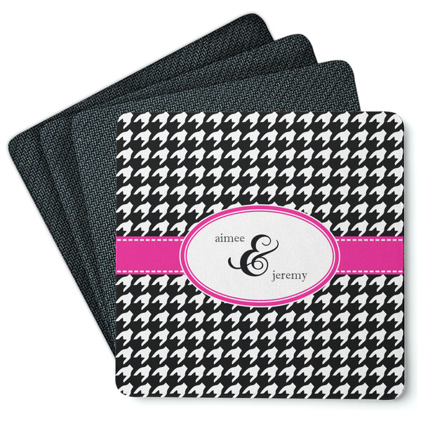 Houndstooth w/Pink Accent Coaster Rubber Back - Main