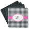 Houndstooth w/Pink Accent Coaster Rubber Back - Main