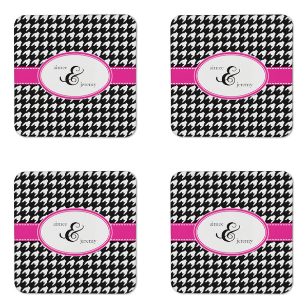 Houndstooth w/Pink Accent Coaster Set - APPROVAL