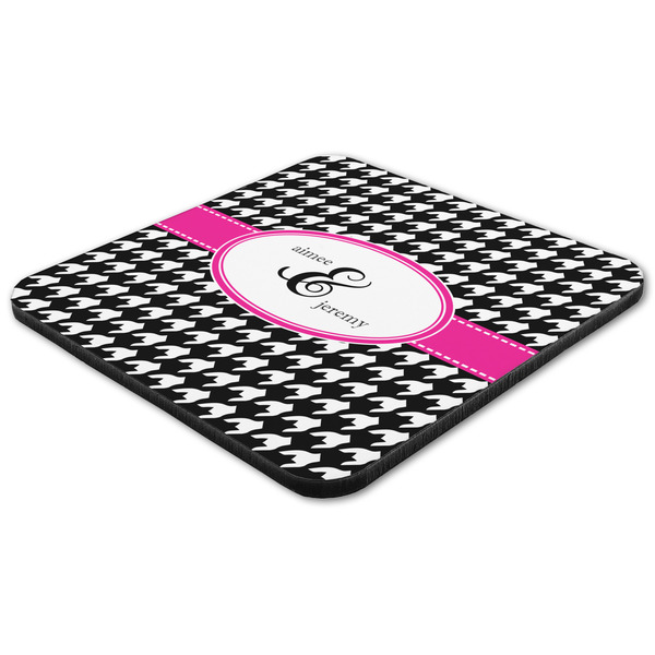 Houndstooth w/Pink Accent Coaster Set - FLAT (one)