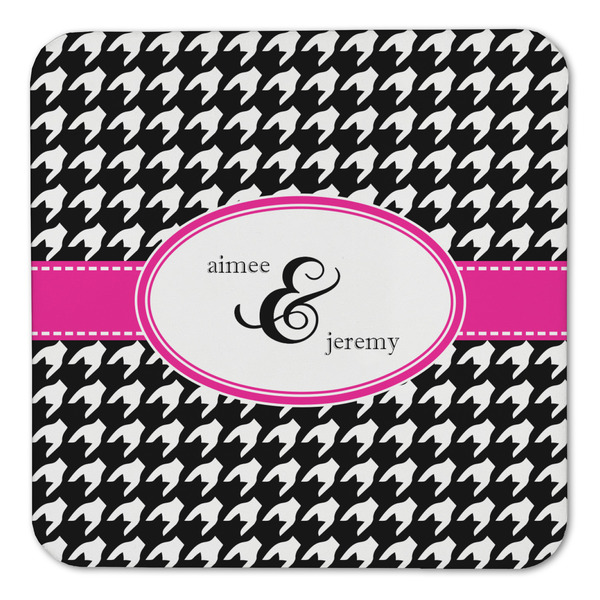 Houndstooth w/Pink Accent Coaster Set - FRONT (one)