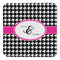 Houndstooth w/Pink Accent Coaster Set - FRONT (one)