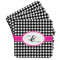 Houndstooth w/Pink Accent Coaster Set - MAIN IMAGE