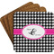 Houndstooth w/Pink Accent Coaster Set (Personalized)