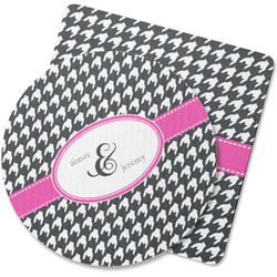 Houndstooth w/Pink Accent Rubber Backed Coaster (Personalized)