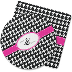 Houndstooth w/Pink Accent Rubber Backed Coaster (Personalized)