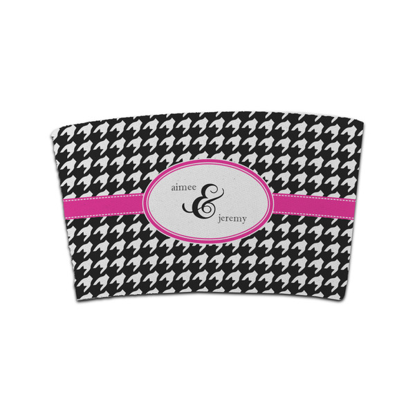 Custom Houndstooth w/Pink Accent Coffee Cup Sleeve (Personalized)
