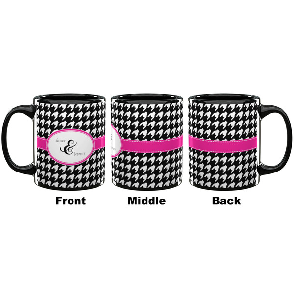 Houndstooth w/Pink Accent Coffee Mug - 11 oz - Black APPROVAL
