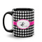Houndstooth w/Pink Accent Coffee Mug - 11 oz - Black