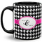 Houndstooth w/Pink Accent Coffee Mug - 11 oz - Full- Black