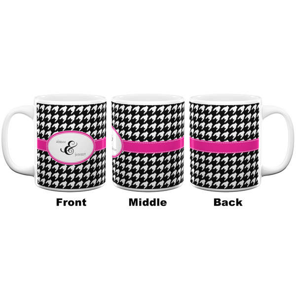 Houndstooth w/Pink Accent Coffee Mug - 11 oz - White APPROVAL
