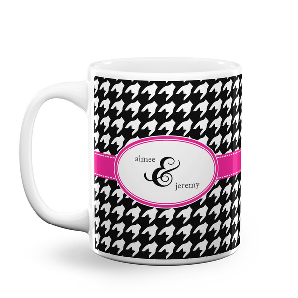 Custom Houndstooth w/Pink Accent Coffee Mug (Personalized)
