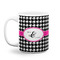 Houndstooth w/Pink Accent Coffee Mug - 11 oz - White