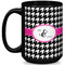 Houndstooth w/Pink Accent Coffee Mug - 15 oz - Black Full