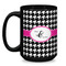 Houndstooth w/Pink Accent Coffee Mug - 15 oz - Black