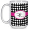 Houndstooth w/Pink Accent Coffee Mug - 15 oz - White Full