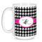 Houndstooth w/Pink Accent Coffee Mug - 15 oz - White