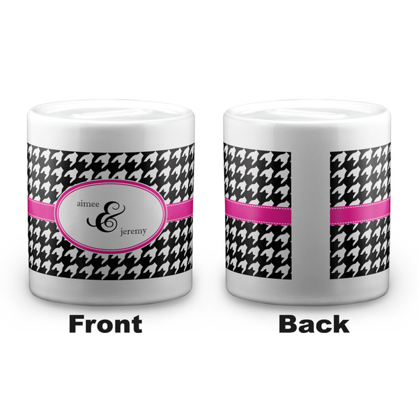Houndstooth w/Pink Accent Coin Bank - Apvl